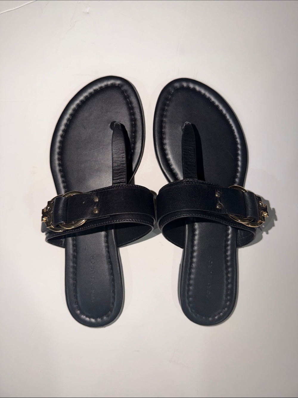 ‼️NEW Tory Burch Selby Black Leather Thong Sandals Size 6.5